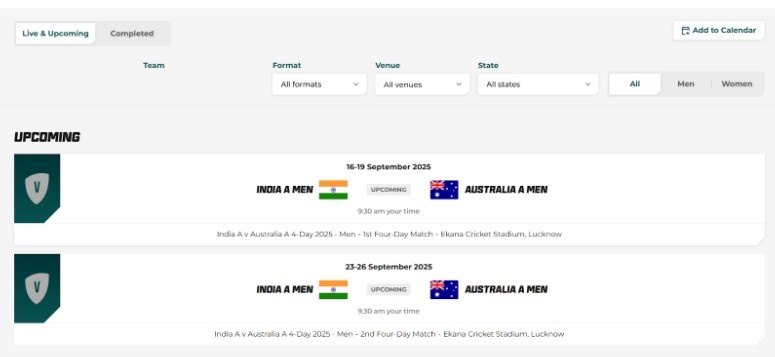 Cricket Australia Official Website