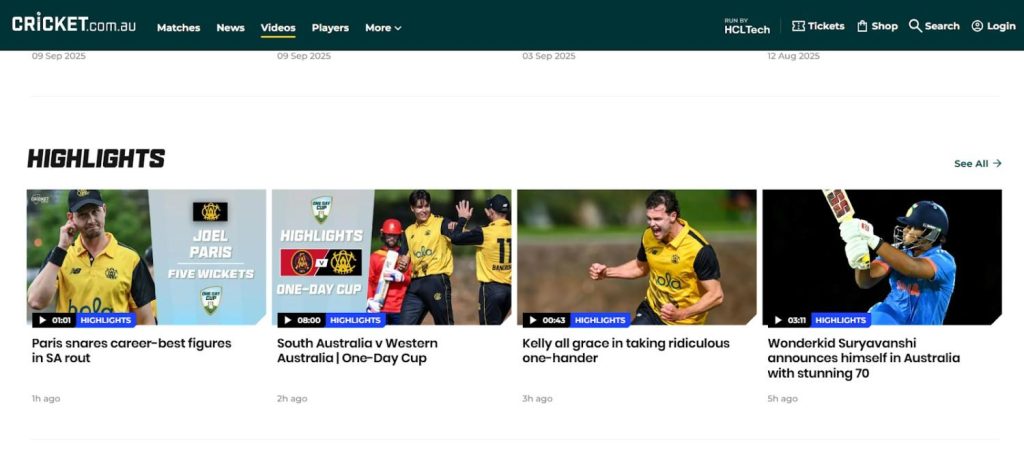 Official Highlights On Cricket.com.au & YouTube