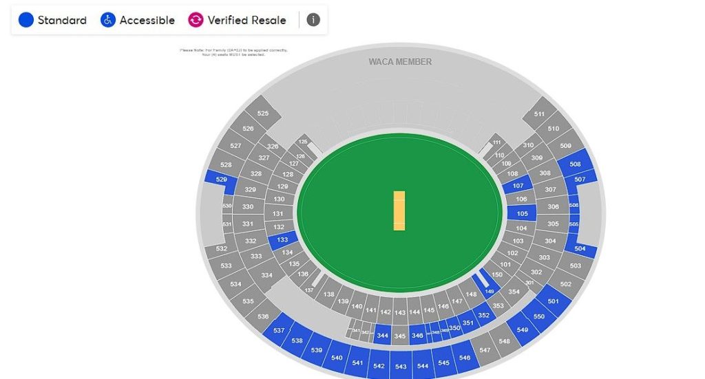 Browse available seating sections