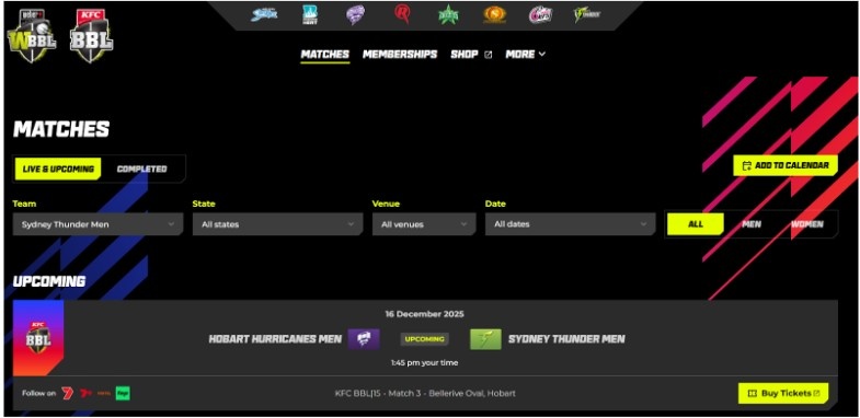  Sydney Thunder live during the BBL