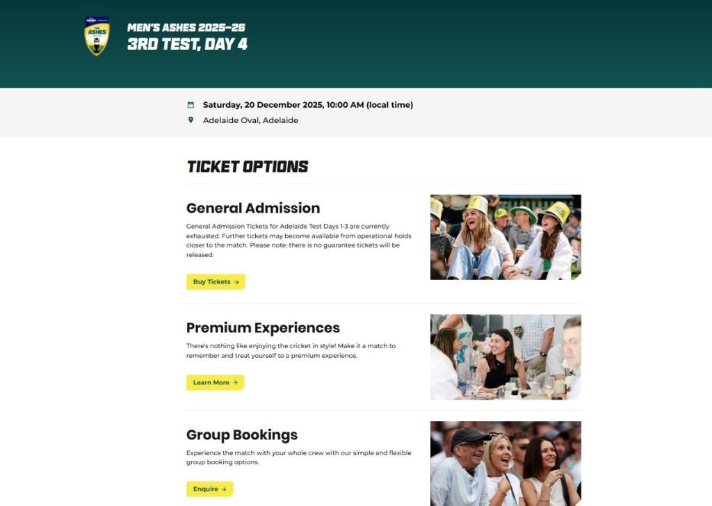 Ticketek website Ashes Tickets options Ticketek website Ashes Tickets options