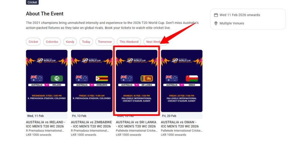 Select Your T20 World Cup 2026 Tickets Select Your T20 World Cup 2026 Tickets